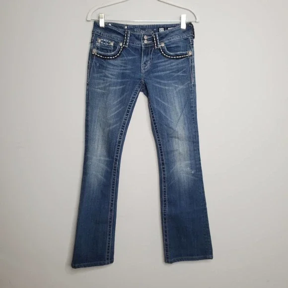 MISS ME • Y2K Crystal Wings Bootcut Jeans Sz 27 - Picture 9 of 9